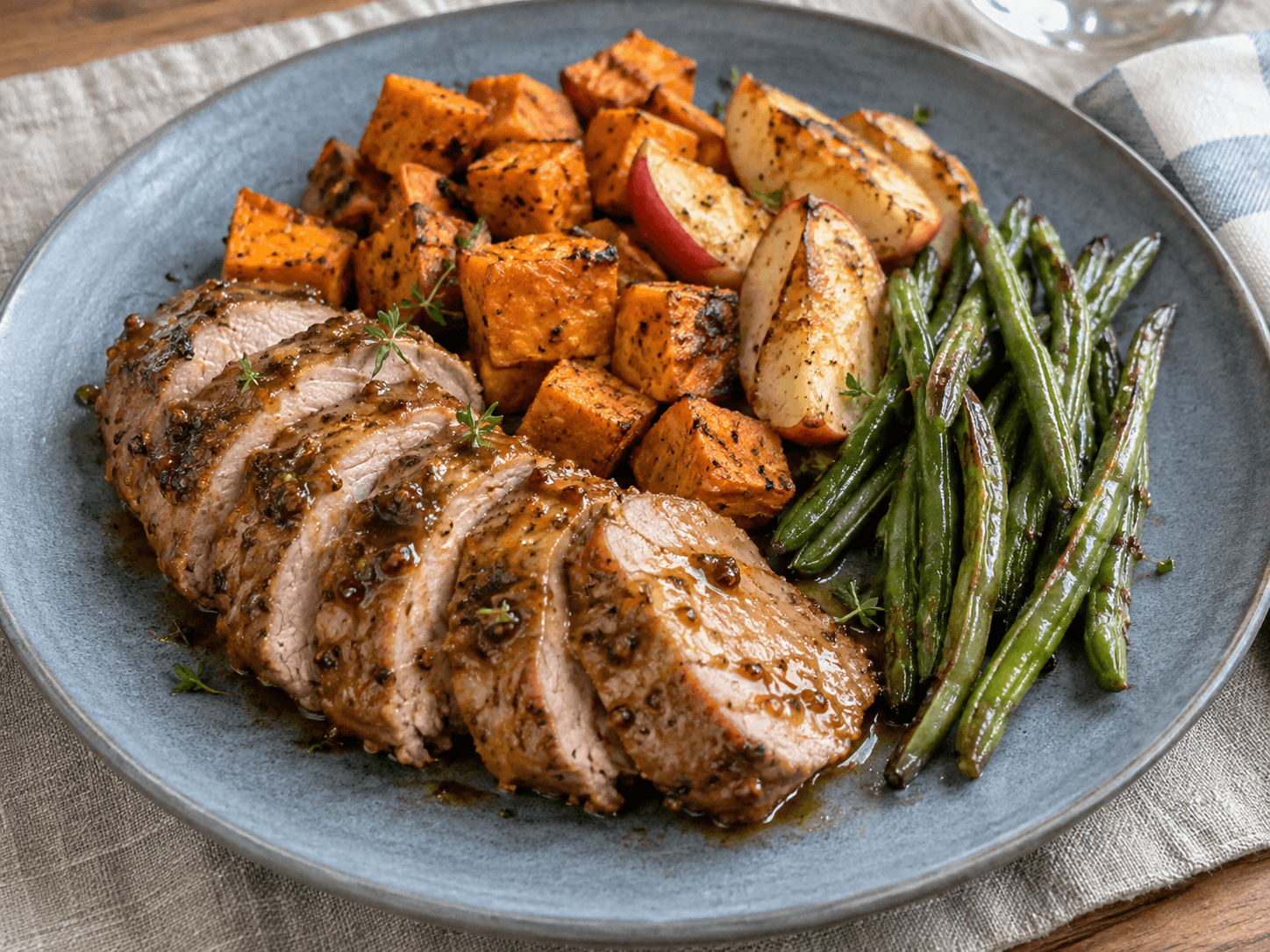 Sheet-Pan Maple Dijon Pork Tenderloin with Sweet Potatoes