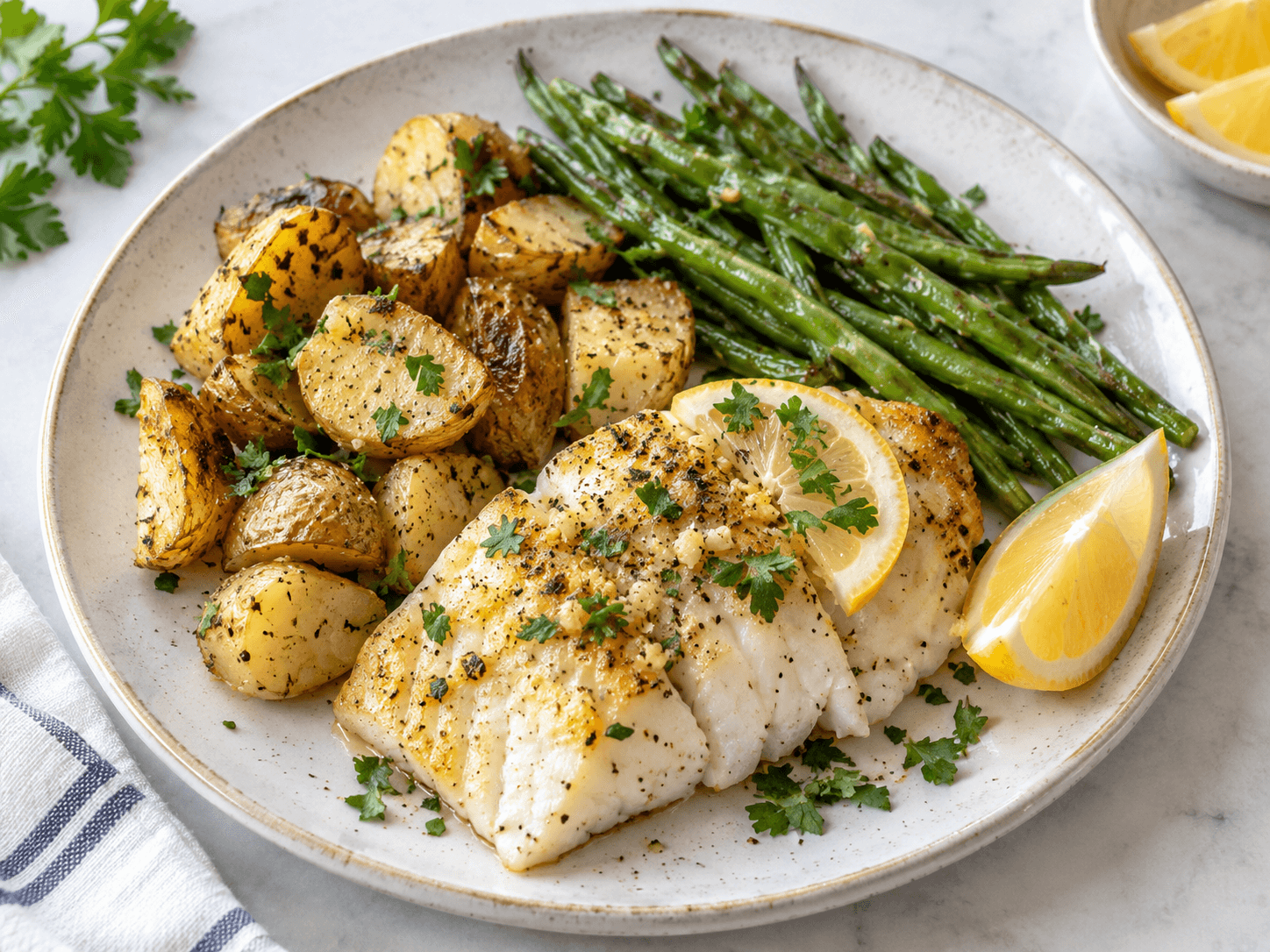 Sheet-Pan Lemon Garlic Cod with Potatoes & Green Beans